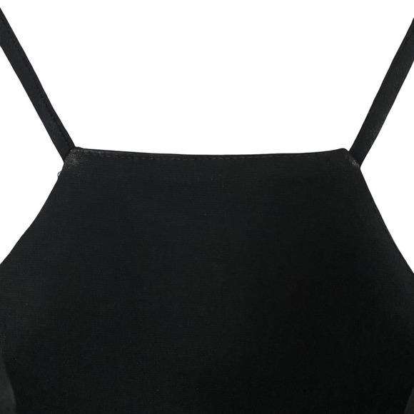 WINDSOR | Black Spaghetti Strap Asymmetrical Hem Mini Slim Bodycon Dress - Picture 11 of 14